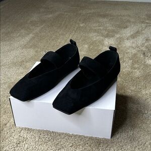 Tony Bianco Hawaii Black Suede Square-Toe Flats